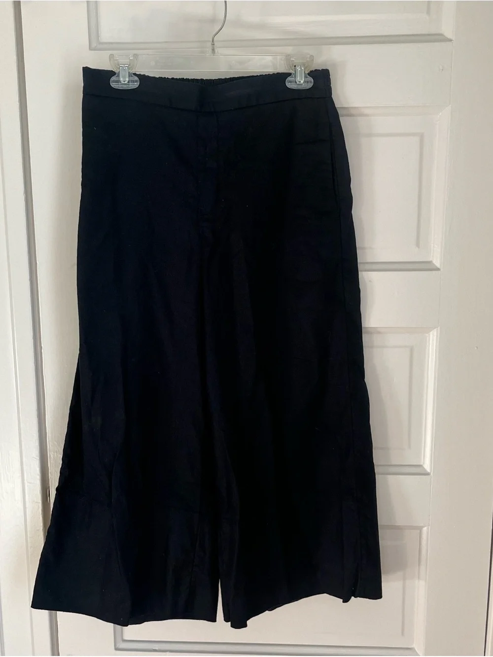 Banana Republic Black Wide-Leg Linen Blend Cropped Pants - Black Small